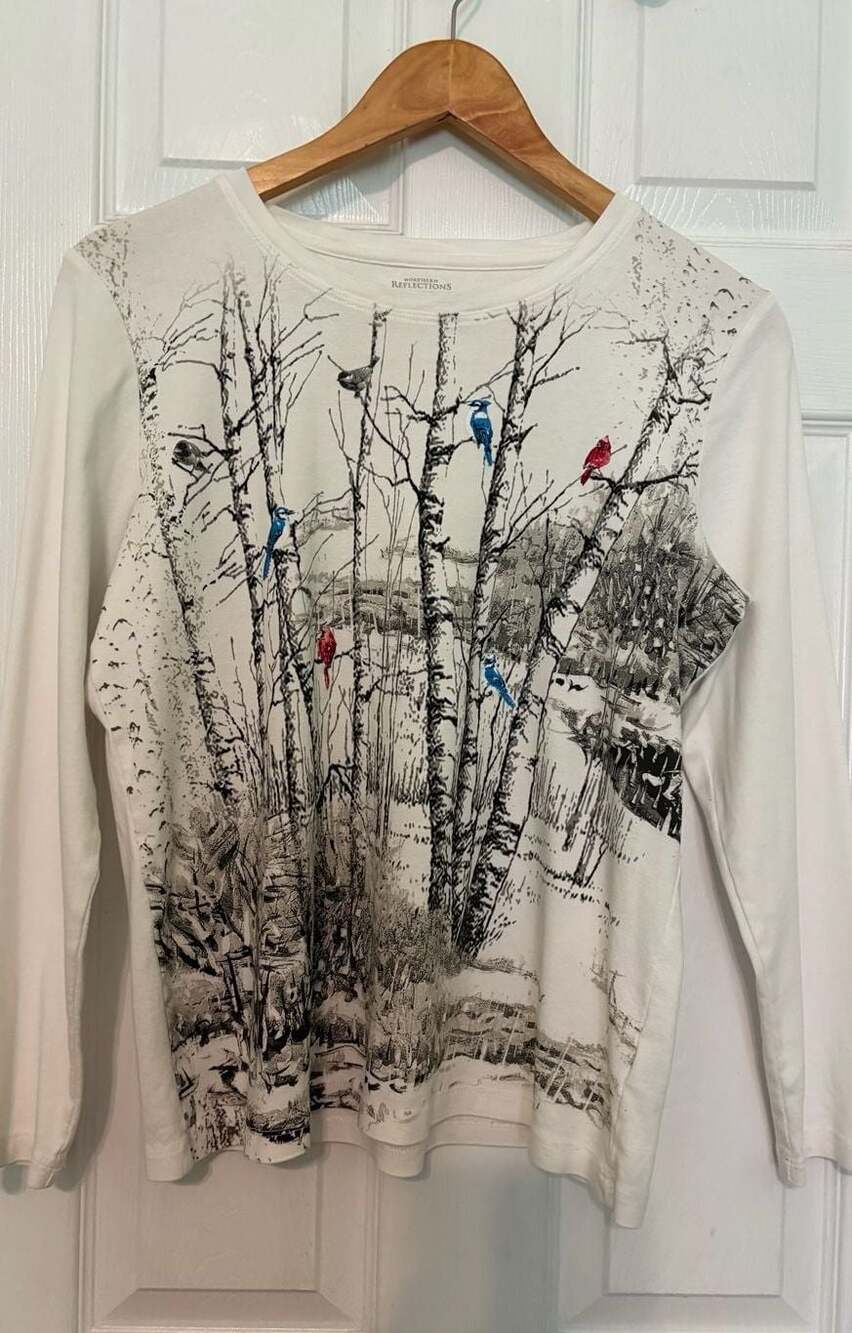 GUC Northern Reflections Long Sleeve Shirt w/
Nature Print, L, 100% Cotton